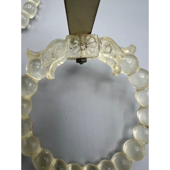 Art Deco Lucite Curtain Tiebacks Beaded Floral Design & Metal Mounting Brackets* - Picture 5 of 16